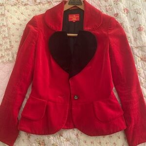 SOLD Vintage Vivienne Westwood Red Label Red Velour Love Jacket Heart Blazer